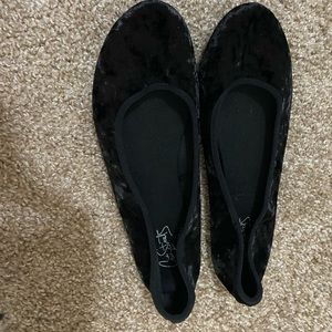 velvet black flats